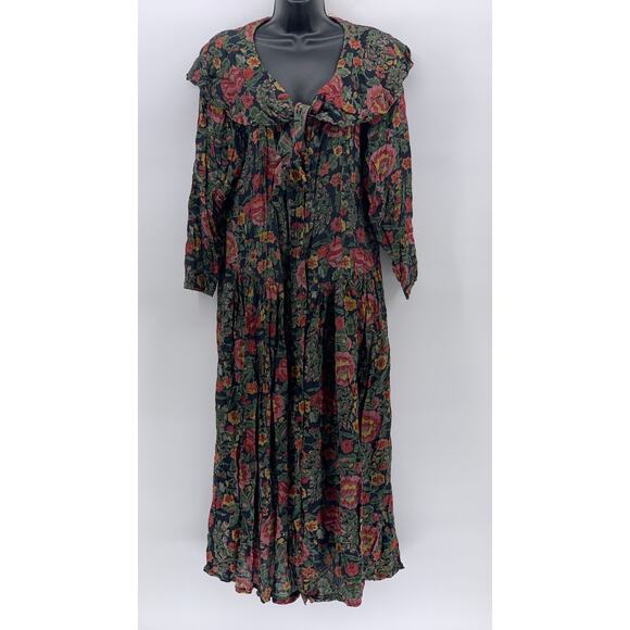 PASSPORTS Dresses & Skirts - PASSPORTS OF PIER 1 IMPORTS Women's Vintage Green Floral Long Sleeve Dress SZ L